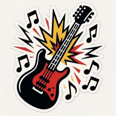 Imagem de Adesivo Recorte Guitarra Explosiva Estilo Rock