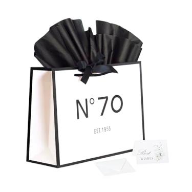 Imagem de ANFENG Presente de lembrança de aniversário de 70 anos bolsa vintage média 33 cm para mulheres 1959 aniversário da mãe novidade 70 anos sacos de papel ideia de compra (papel de tamanho médio)