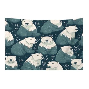 Imagem de Bandeira com quatro furos bandeiras para todos os climas padrão de urso polar impresso bandeira decorativa bandeiras de poliéster adequadas para uso interno e externo 89 x 159 polegadas