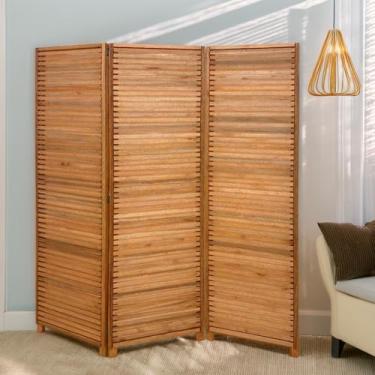 Imagem de Biombo Decorativo de Madeira 3 Folhas Ripado Sanfonado - Maju Madeiral