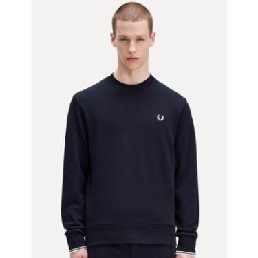 Imagem de Moletom Fred Perry Masculino Crewneck Laurel Azul Marinho-Masculino