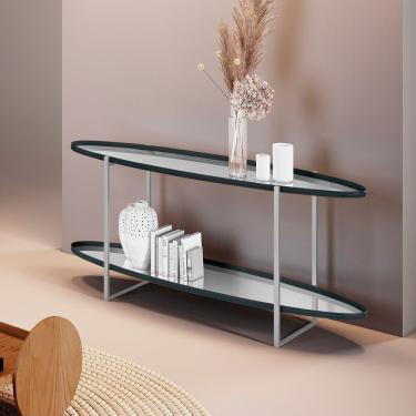 Imagem de Aparador Espelhado para Sala de Jantar Agnes em Madeira Maciça Ébano Metal Champagne