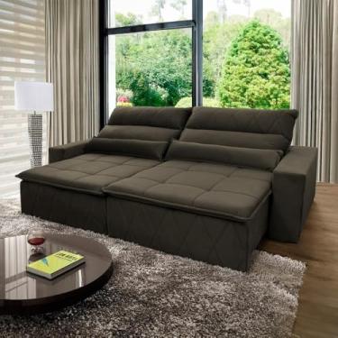 Imagem de Sofá Retrátil Reclinável Islândia 2,10m Suede Velut Preto Molas no Assento - King House