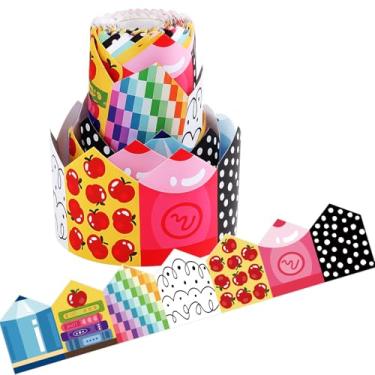 Imagem de Bulletin Board Borders Classroom, 19,8 m Die-Cut Rolled Border Trim Bulletin Board Decorações recortadas para quadro-negro, quadro-negro, paredes, mesas, janelas, portas, armários, ensino em casa e