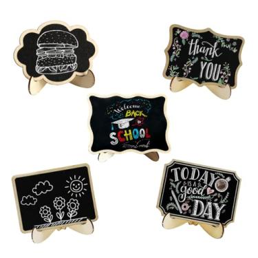 Imagem de Cartões de lugar, design de mini quadro negro com suportes, cartões de lugar para mesa de casamento, jantares, cartão de assento com nome, pacote com 20, 5 estilos