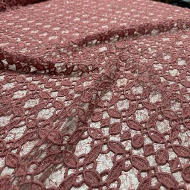 Imagem de Tecido Renda Guipir Classic Paetê Rose 1,50m Para Vestidos Femininos -