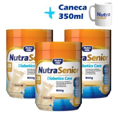 Imagem de 3 Potes Nutra Senior Diabetics Care 800g ZERO AÇÚCAR e ZERO GLÚTEN + 1