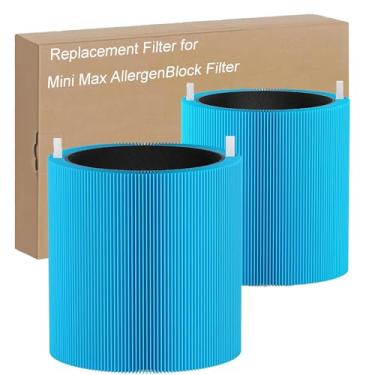 Imagem de Pacote com 2 filtros de substituição Mini Max AllergenBlock compatível com purificador de ar Blue Pure Mini Max AllergenBlock, Ture H13 HEPA e filtro de substituição de carvão ativado para filtro Blue