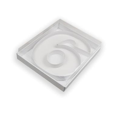 Imagem de Manoczy Caixa de papelão preenchível de 35,5 cm com tampa transparente, bandeja de presente vazada branca para aniversários, festas de aniversário e eventos (6)