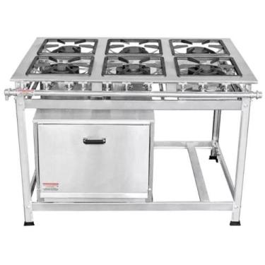 Imagem de Fogão Industrial 6 Bocas 40x40 em Aço Inox com Forno Leona - Mr Fogões
