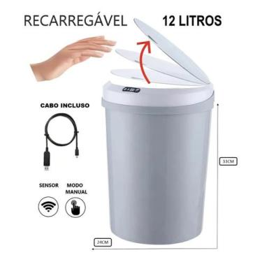 Imagem de Lixeira Linda Automática Sensor Cozinha Banho Escritório 12 Litros - B