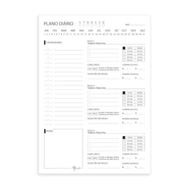 Imagem de Bloco Planner/Plano Diário A5 Gluuck, 50fls, 90g/m² Inspirado na Técnica Pomodoro Para Manter o Foco e Organização