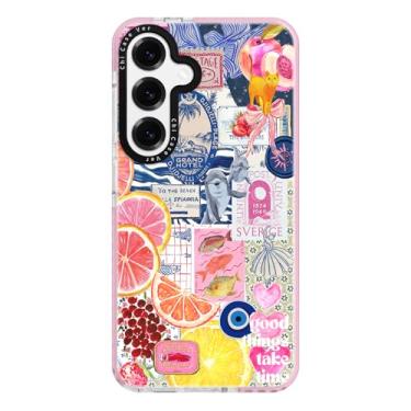 Imagem de ChiCaseVer Capa para Samsung Galaxy S24 Plus, cartões postais vintage Citrus Coastal Y2K, proteção contra quedas de nível militar, capa protetora de TPU macia e fina com proteção de câmera para