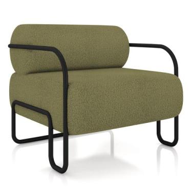 Imagem de Poltrona Decorativa Pés Industrial Moscou K01 Bouclê Verde - Lyam Deco