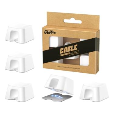 Imagem de Maveek Clipes magnéticos para cabos, pacote com 5 organizadores de cabos quadrados com ímãs e placas de metal, suportes de cabo de silicone para USB C, HDMI, Ethernet, cabos de carregamento – mesa