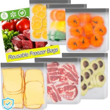 Imagem de GEHEN Sacos reutilizáveis para freezer de galão - pode ser lavado na lava-louças, livre de BPA, à prova de vazamento para carne, cereais, vegetais e organização de armazenamento de cozinha (pacote com