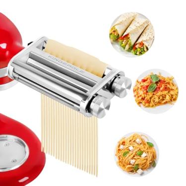 Imagem de Acessório para cortadores de macarrão para batedeiras KitchenAid, conjunto de acessórios para máquina de macarrão incluído, rolo de folha de massa, acessórios para cortadores de espaguete e fettuccine