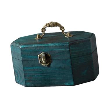 Imagem de Colaxi Caixa de joias de madeira para exibição, de, porta-brincos, armazenamento para aniversário, casamento, dia mães, natal, Verde