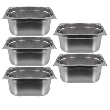 Imagem de Kit Cinco Cubas Gastronomica Padrão Gn 1/2 150mm Inox com Alça Weck