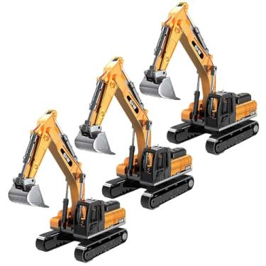 Imagem de Kit 3 Máquinas de Brinquedo Escavadeira Realista Coleção Esc 1:64 Infantil