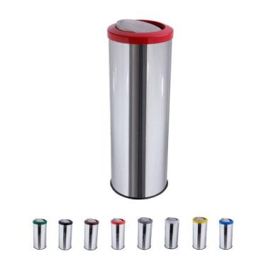 Imagem de Lixeira Inox Com Tampa Basculante Flip-top 30 Litros Cesto De Lixo - C