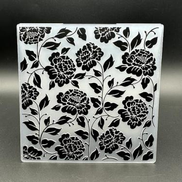 Imagem de Pasta de plástico 3D em relevo modelo amante textura rosa 13 x 13 centímetros para fazer cartões, faça você mesmo, scrapbooking, papel, artesanato, artesanato, scrapbook, arte, suprimentos, scrapbook