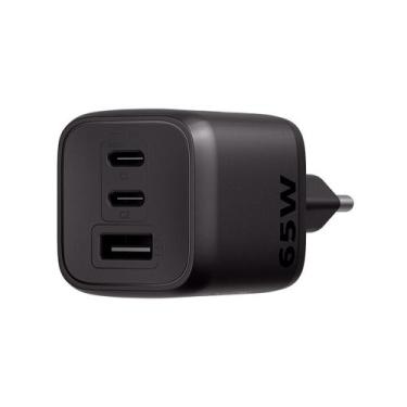 Imagem de Carregador Ultrarrapido 65w C/ 3 Portas Usb (1 Usb-a + 2 Usb-c) Gan Ec