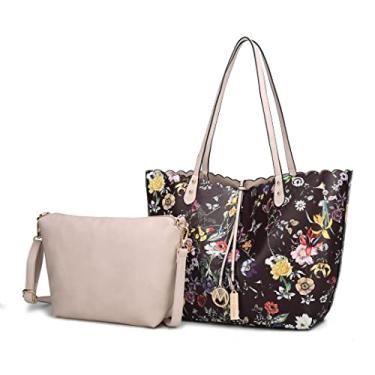 Imagem de MKF Collection Bolsa feminina de couro vegano – Bolsa carteiro com alça de ombro, Danielle Coffee Bege, Large