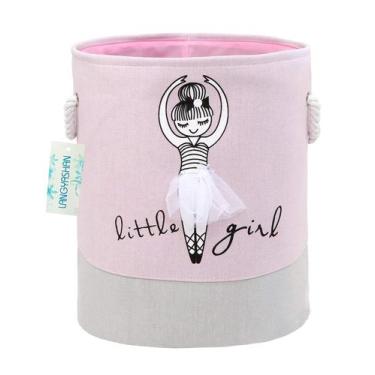 Imagem de Cesto de roupa suja LANGYASHAN Canvas dobrável 40x35cm para menina