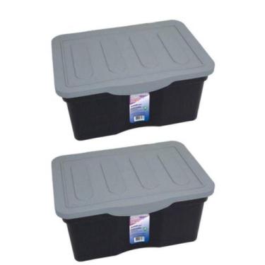 Imagem de Kit 2 Caixas Organizadoras Multiuso C/ Tampa 5 L Preta - Arqplast