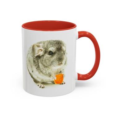 Imagem de Caneca de café adorável com acento de chinchila, presente fofo para amantes de animais, caneca de escritório divertida, dono de animal de estimação, presente de aniversário, chinchila única