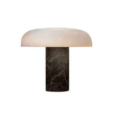 Imagem de Abajur de cabeceira Luminária de mesa simples vidro e mármore para sala estar, quarto cabeceira(Preto)