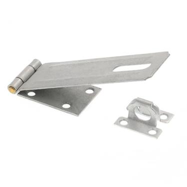 Imagem de Prime-Line U 117213 Trava de dobradiça de segurança para porta e portão com grampo fixo de 15 cm com parafusos galvanizados com pino de latão sólido (pacote único)