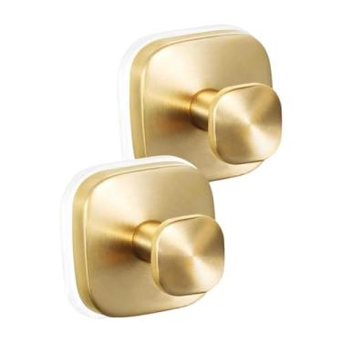 Imagem de ＫＬＫＣＭＳ 2 peças ganchos com ventosa, cabides para guirlandas, porta-toalhas, ganchos de aço inoxidável à prova de ferrugem para chuveiro/vidro, janela, Ouro