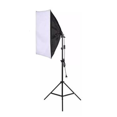 Imagem de Softbox Luz Contínua 50x70cm Soquete E27 com Tripé – Estúdio Fotográfico Profissional