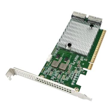 Imagem de 10Gtek Adaptador PCIe5.0 X16 para (2X) MCIO(74pin) 8i, para GPU, com chip Retimer XRET5032, aplicável ao sistema Windows Server/Windows/Linux/VMwareESX/ESXi/Centos/Ubuntu