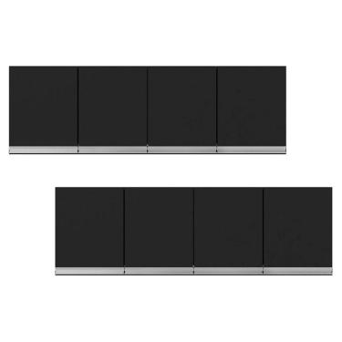 Imagem de Kit 02 Armários De Cozinha Aéreo 160Cm 4 Portas Preto