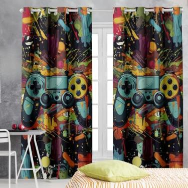 Imagem de Cortina Infantil Estampada, 3,00x2,20m, 2 Folhas, Poliéster, para Quarto, Sala, Decorativa (CONTROLE AQUARELA)