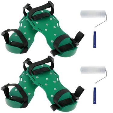 Imagem de Kit de ferramentas de autonivelamento - Ferramentas portáteis de nivelamento de piso de cimento, rolo composto de betonilha, sapatos de ponta de rolo epóxi para piso de concreto epóxi, 2 conjuntos