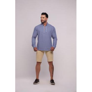 Imagem de Camisa masculina slim fit elastano premium super luxo alta qualidade v