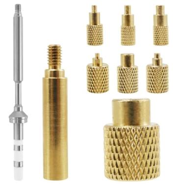 Imagem de Tzdxfgl Kit de pontas de inserção Heat Set, conjunto de pontas de ferro de solda de latão TS100, ponta de solda 3D para inserções de rosca, kit sortido de cabeça de ferro de solda resistente M2/M2.5