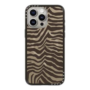 Imagem de CASETiFY Capa compacta para iPhone 15 Pro Max [fina e elegante/compatível com Magsafe/1,2 m. 2X proteção contra quedas de grau militar] - marrom zebra - preto transparente