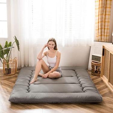 Imagem de MAXYOYO Colchão de chão japonês com 10 cm de espessura, colchão futon, tapete de tatame espesso, almofada de dormir, dobrável, tapete dobrável, dormitório para meninos e meninas, almofada para