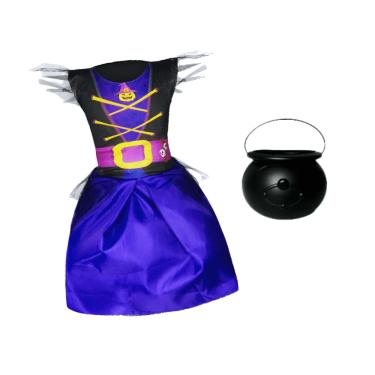 Imagem de Kit Fantasia Halloween Bruxinha c/ Caldeirão