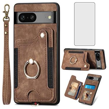Imagem de Capa de celular para Google Pixel 7 5G capa carteira com protetor de tela de vidro temperado e alça de pulso RFID suporte de cartão de crédito anel acessórios para celular Pixel7 Pixle Seven 6.3
