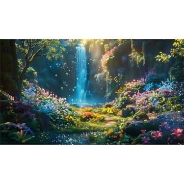 Imagem de Fundo de aquário de cachoeira vibrante oásis luz solar cascatas vegetação fundo de tanque de peixes majestoso cachoeira tranquila piscina réptil fundos de tanque de répteis flor borboleta terrário