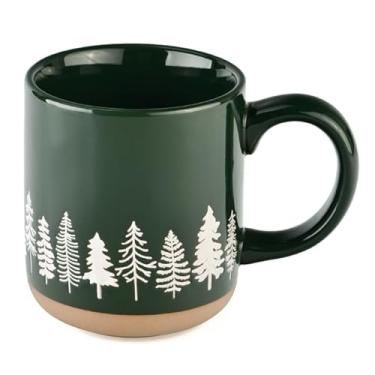 Imagem de Sweet Water Decor Caneca de café de pinheiros brancos, caneca de Natal de 400 ml, segura para lava-louças e micro-ondas, xícara grande de inverno para café, chá e chocolate quente, presentes de meias