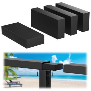 Imagem de Gyykzz Pacote com 4 conectores de extensão pretos de 120 mm x 53 mm x 23 mm para corrimão plano de alumínio, encaixe retangular para trilhos de cabos, bloco de conexão POM de alta resistência para