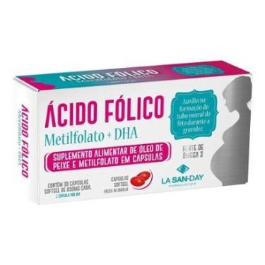 Imagem de Ácido Fólico Metilfolato DHA 30 Cápsulas La San Day-Unissex