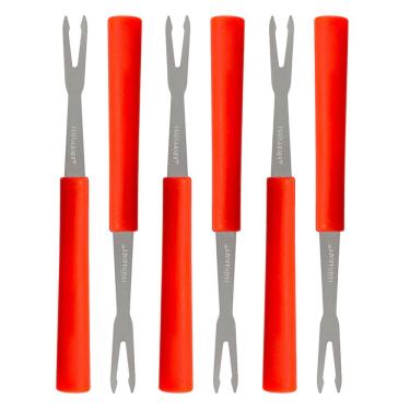 Imagem de Conjunto Garfos Petiscos Vermelho 6 Peças 13 Cm Hauskraft